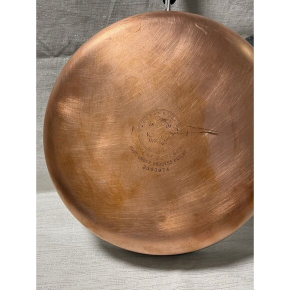 Vintage 1801 Revere Ware Frying Pan 10" Copper Bottom Skillet with Lid 2363973 - Picture 5 of 9